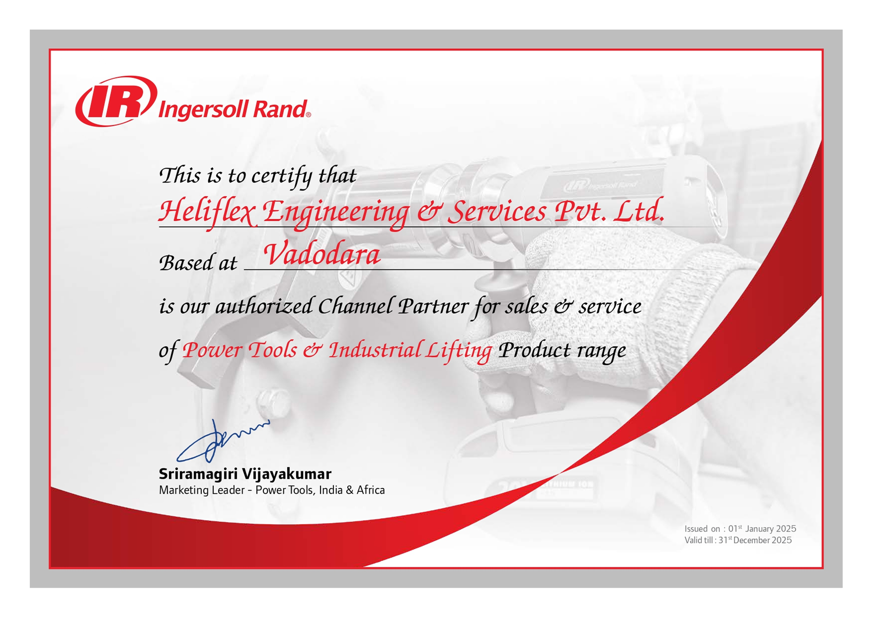 ingersoll rand certificate